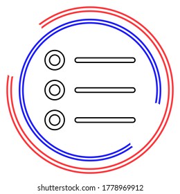 Icono de lista - Opciones de vista de contenido, símbolo de lista - signo de opciones. Pictograma de línea delgada - trazo editable de contorno
