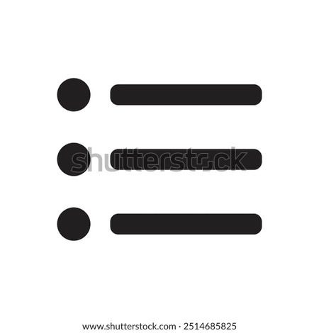 List icon - Content view options, list symbol editable color vector
