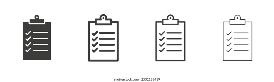 List icon in fill and three stroke sizes