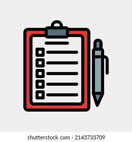 List icon in filled line style, use for website mobile app presentation