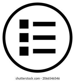 Icono de lista. Estilo plano Forma de círculo aislada en fondo blanco. Ilustración del vector