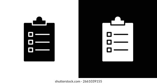 Ícone de lista em versão plana sobre plano de fundo preto e branco