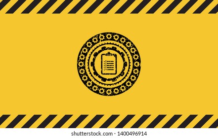 list icon grunge warning sign emblem. Vector Illustration. Detailed.
