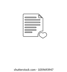 list icon with heart symbol.Vector illustration. Thin icon