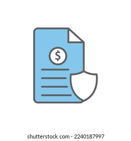 Ilustración de iconos con dólar y escudo. Símbolo del documento de seguro. Estilo de icono de dos tonos. adecuado para aplicaciones, sitios web, aplicaciones móviles. icono relacionado con las finanzas. Diseño de vector simple editable