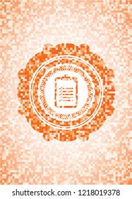 list icon inside abstract orange mosaic emblem with background