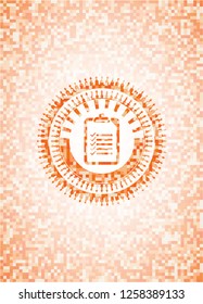 list icon inside abstract orange mosaic emblem