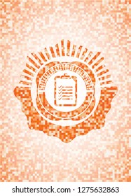 list icon inside abstract orange mosaic emblem