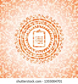 list icon inside abstract orange mosaic emblem