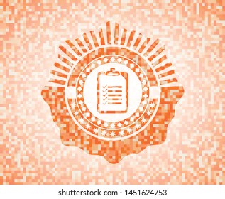 list icon inside abstract orange mosaic emblem