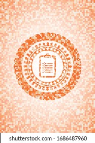 list icon inside abstract orange mosaic emblem