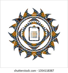 list icon inside arabesque badge background. arabic decoration.