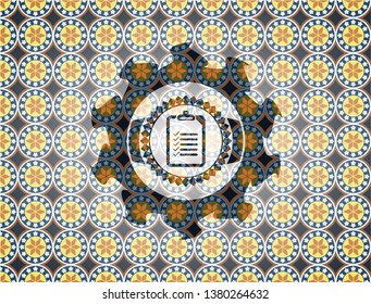 list icon inside arabesque badge background. arabic decoration.