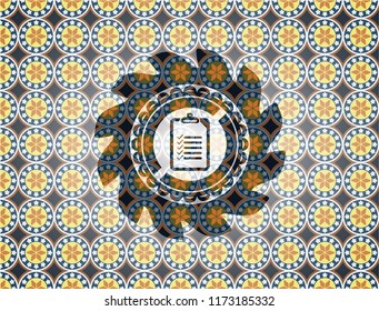 list icon inside arabic emblem. Arabesque decoration.