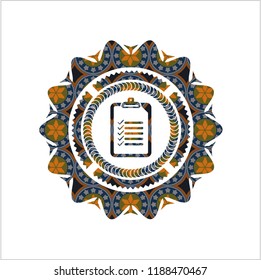 list icon inside arabic emblem. Arabesque decoration.