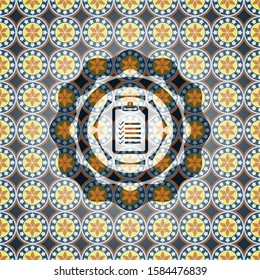 list icon inside arabic emblem. Arabesque decoration.