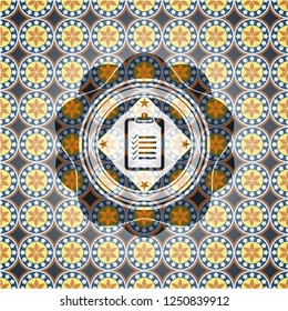 list icon inside arabic style emblem. Arabesque decoration.