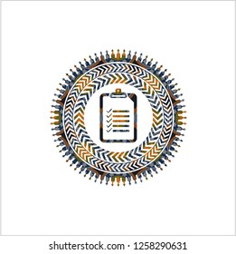 list icon inside arabic style badge. Arabesque decoration.