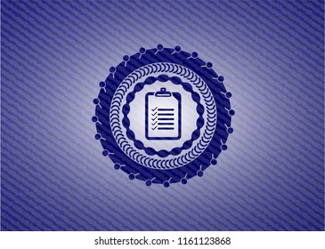 list icon inside badge with jean texture