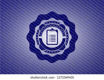 list icon inside badge with jean texture