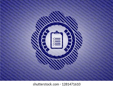 list icon inside badge with jean texture