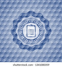 list icon inside blue hexagon badge.