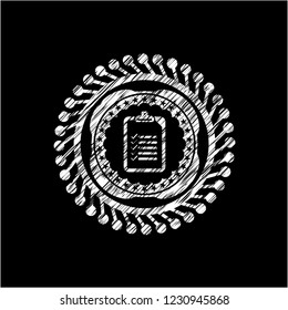 list icon inside chalkboard emblem