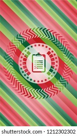 list icon inside christmas colors emblem.