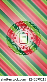 list icon inside christmas colors style emblem.