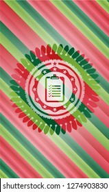 list icon inside christmas colors emblem.