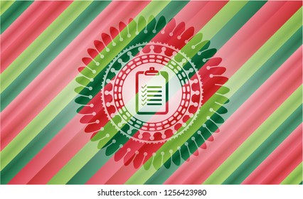 list icon inside christmas emblem background.