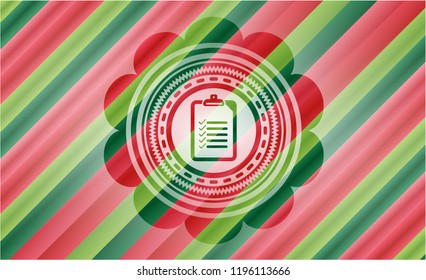 list icon inside christmas style emblem.