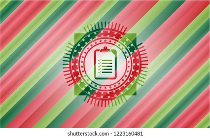 list icon inside christmas style emblem.