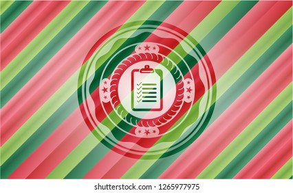 list icon inside christmas style emblem.