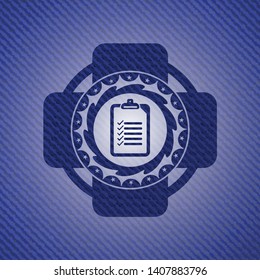 list icon inside emblem with jean texture
