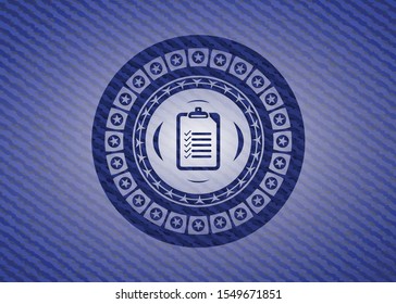 list icon inside emblem with jean high quality background