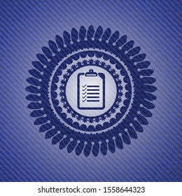 list icon inside emblem with jean high quality background