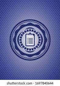 list icon inside emblem with jean texture