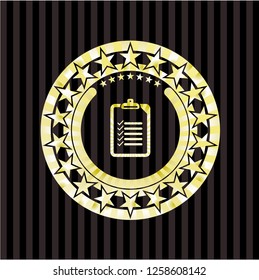 list icon inside gold badge or emblem