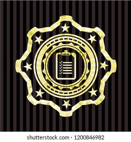 list icon inside gold shiny badge