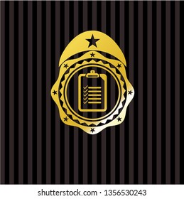 list icon inside gold shiny emblem