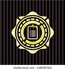 list icon inside golden badge or emblem