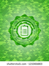 list icon inside green mosaic emblem