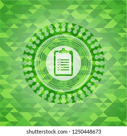 list icon inside green mosaic emblem