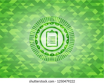 list icon inside green mosaic emblem