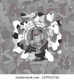 list icon inside grey camouflaged emblem