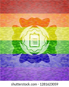 list icon inside lgbt colors emblem 
