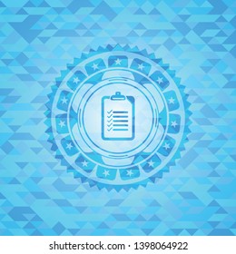 list icon inside light blue mosaic emblem