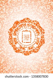 list icon inside orange mosaic emblem with background