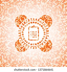 list icon inside orange mosaic emblem